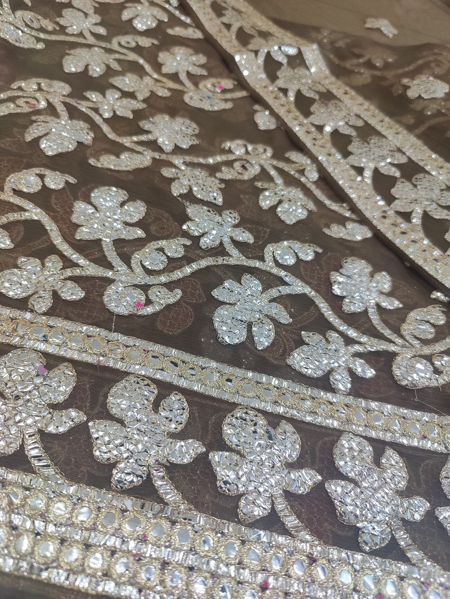 Chiffon unstitched 2pc Foil work