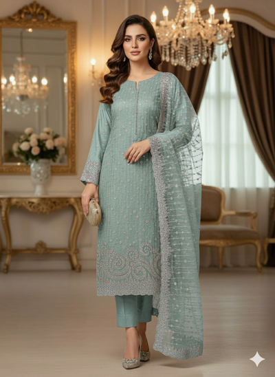 Net 2pc – Unstitched Turkish Cutdana Collection - 5