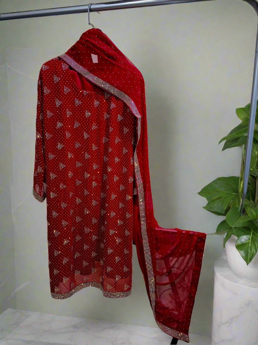 Designer Chiffon 3pc Party Wear