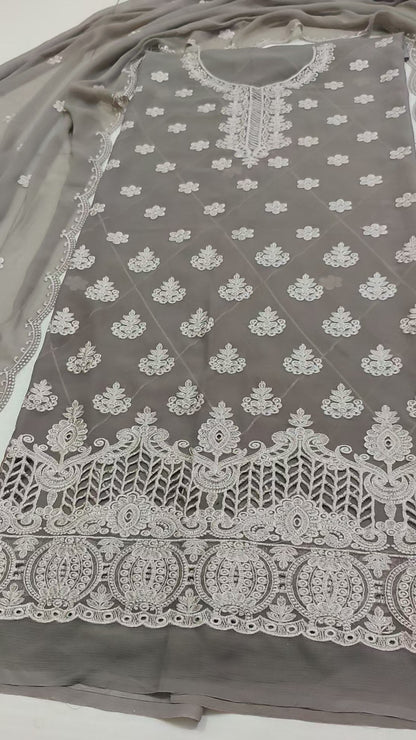 Chiffon embroidery 2pc unstitched