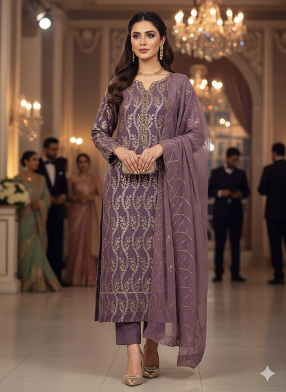 Chiffon embroidered 2pc