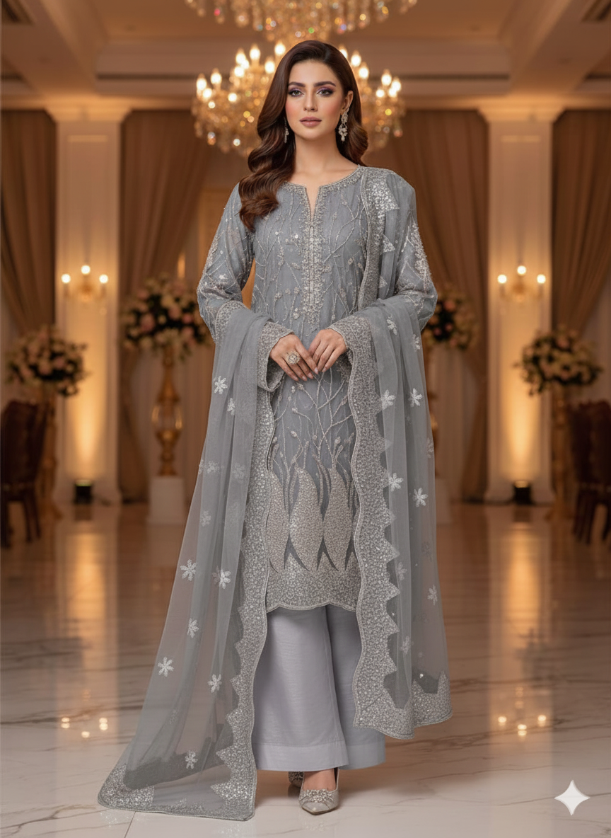 Net 2pc – Unstitched Turkish Cutdana Collection - 6