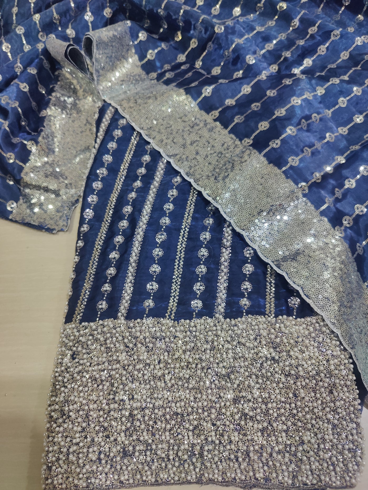 Unstitched Silk 2pc – Ornate Turkish Cutdana Design for Festive Wear