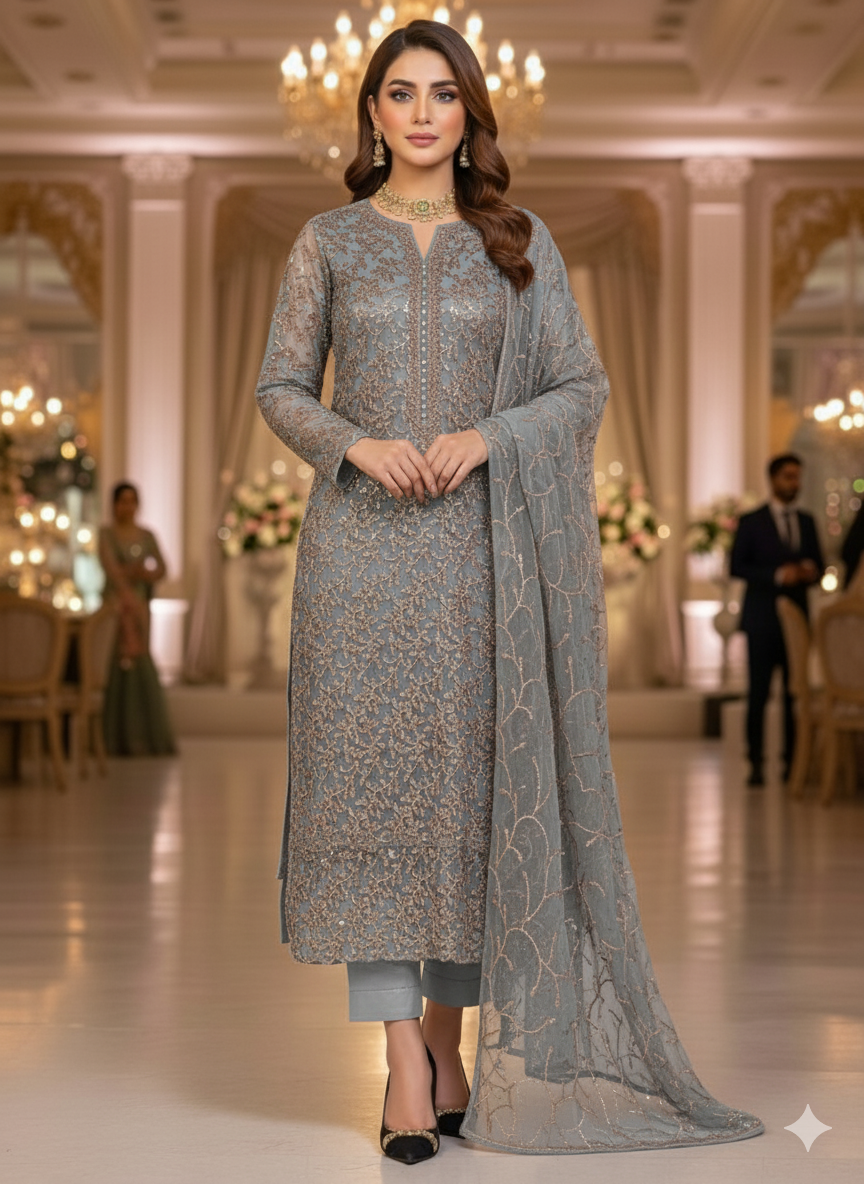 Chiffon embroidered 2pc unstitched