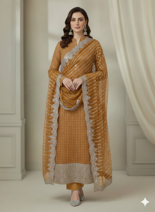 Net 2pc – Unstitched Turkish Cutdana Collection - 3