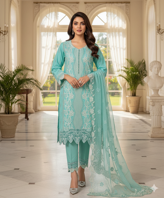 Lawn Chikankari 3pc Dress – Elegant Embroidery & Soft Fabric