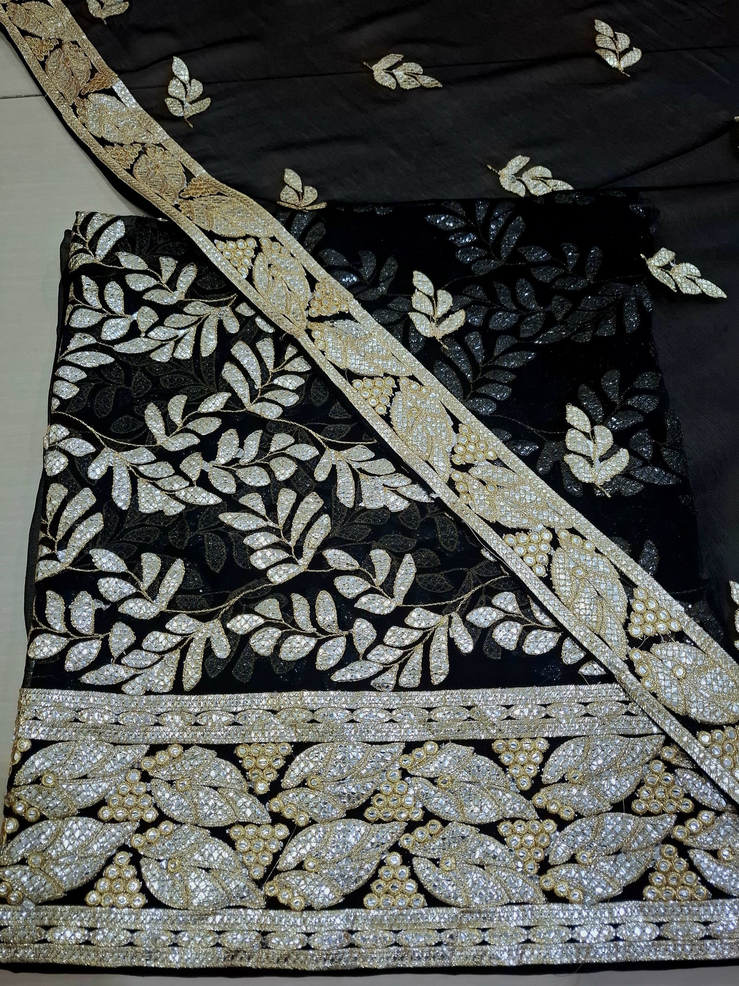 Chiffon Unstitched 2pc foil work