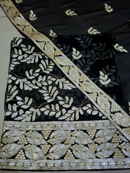 Chiffon Unstitched 2pc foil work