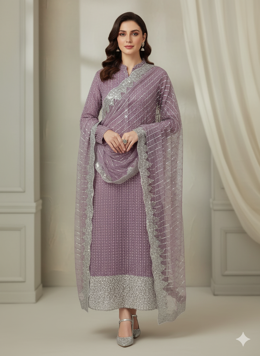 Net 2pc – Unstitched Turkish Cutdana Collection - 3