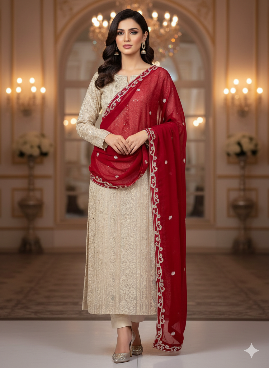 Chiffon Embroidered 2pc unstitched