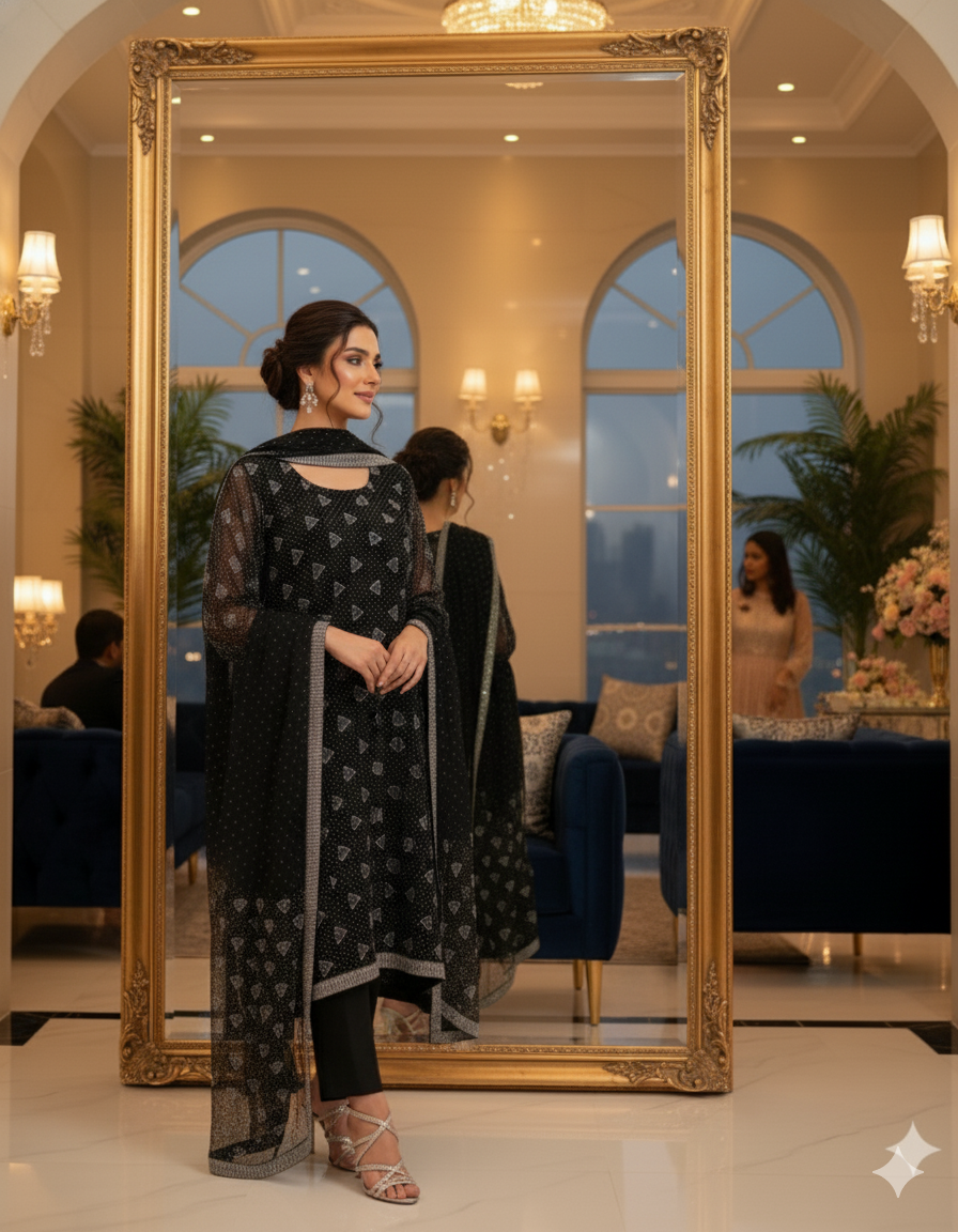 Designer Chiffon 3pc Party Wear