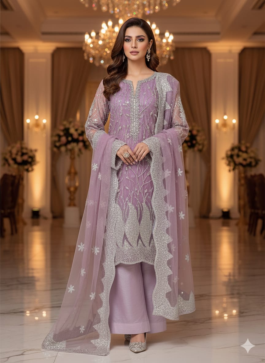 Net 2pc – Unstitched Turkish Cutdana Collection - 6