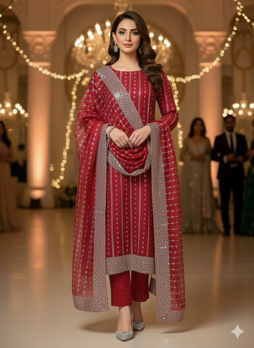 Silk 2pc – Unstitched Turkish Cutdana Collection - 5