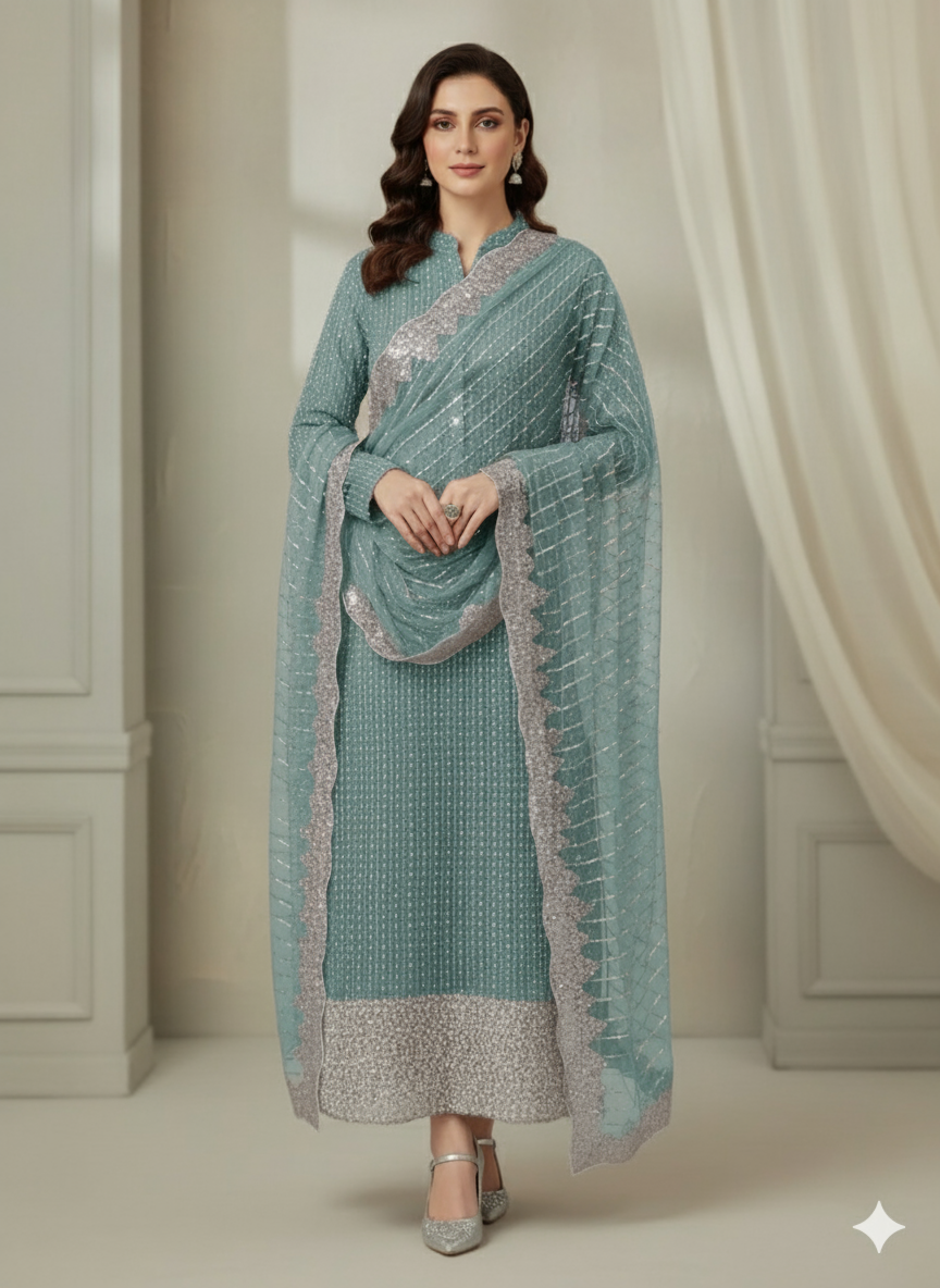 Silk 2pc – Unstitched Turkish Cutdana Collection - 4