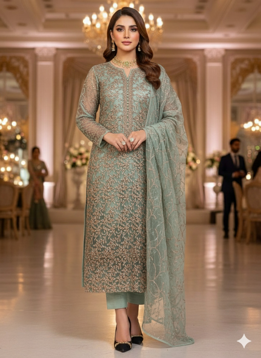 Chiffon embroidered 2pc unstitched