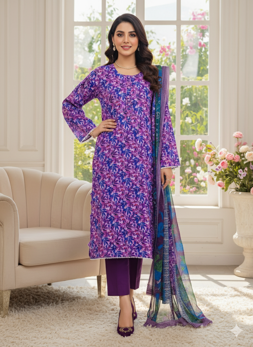 Printed Lawn 3-Piece Ensemble | Lightweight & Trendy