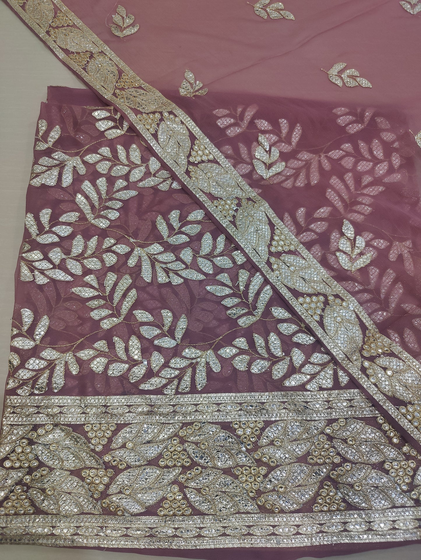 Chiffon Unstitched 2pc foil work