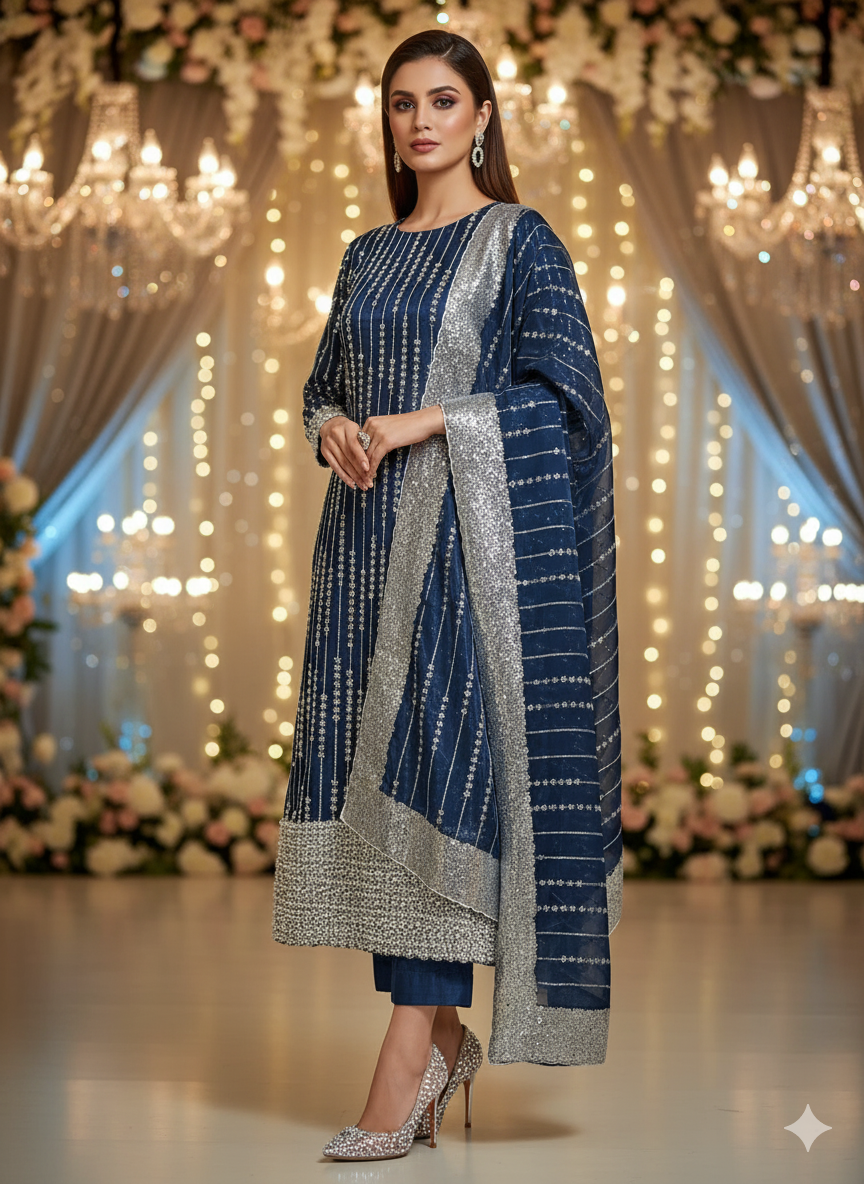 Artisan Silk 2pc – Unstitched Turkish Cutdana Collection
