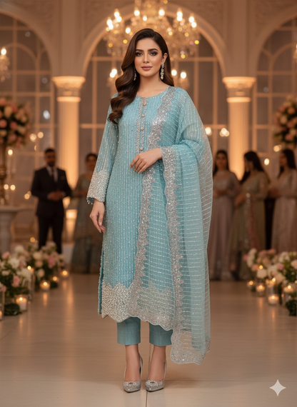 Net 2pc – Unstitched Turkish Cutdana Collection - 8