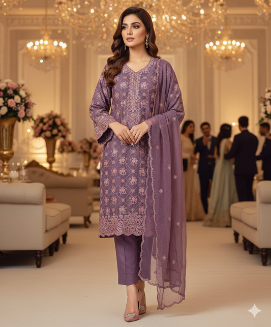 Chiffon Boring & Embroiderd 2pc unstitched
