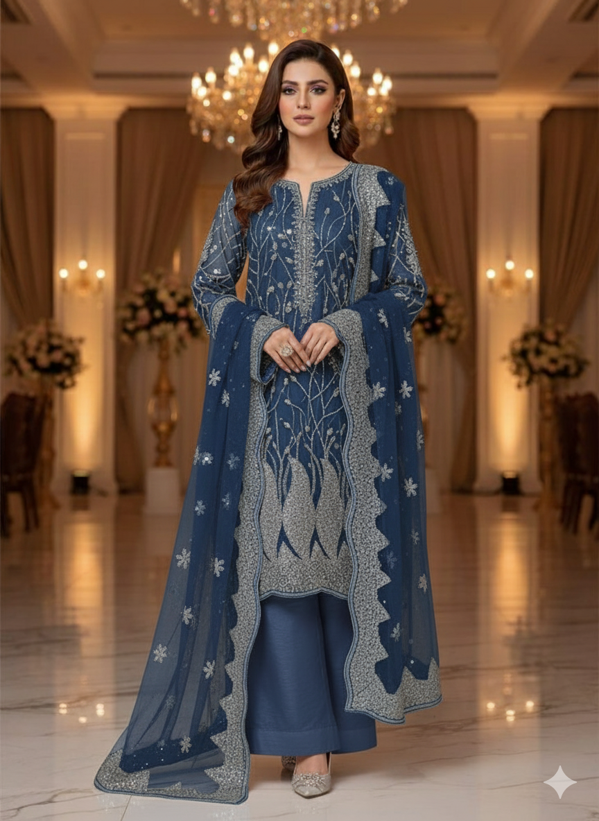 Net 2pc – Unstitched Turkish Cutdana Collection - 6