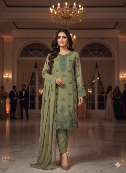 Chiffon Embroiderd Boring 2pc unstitched