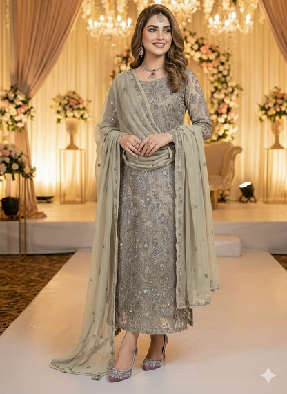 Chiffon embroidered 2pc unstitched