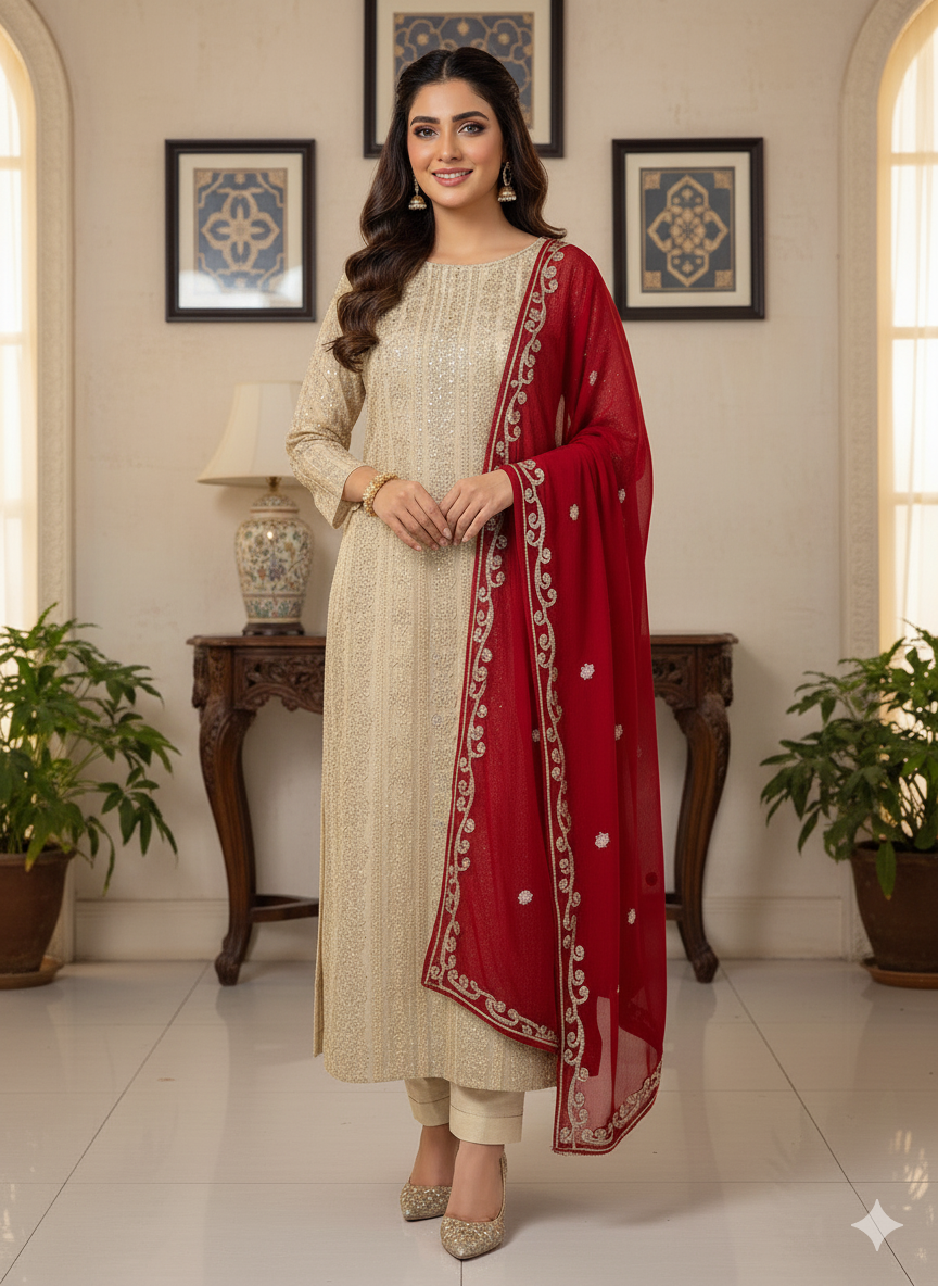 Chiffon Embroidered 2pc unstitched