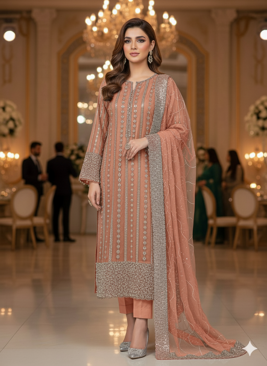 Net 2pc – Unstitched Turkish Cutdana Collection - 7