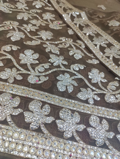 Chiffon unstitched 2pc Foil work