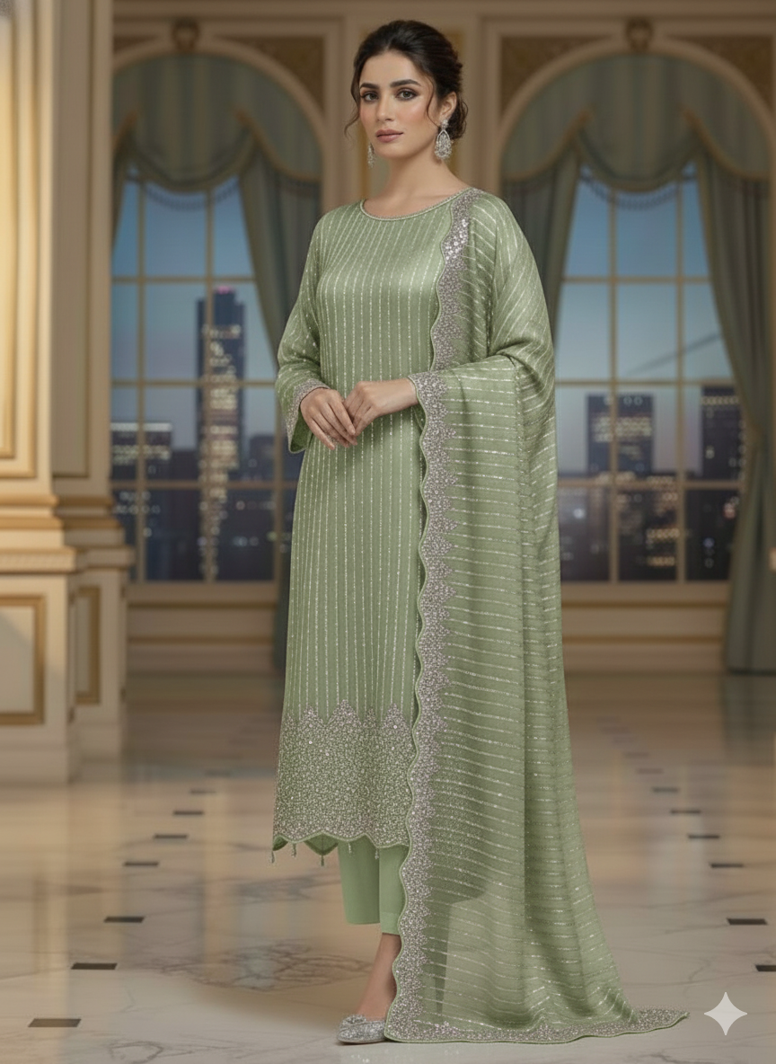 Artisan Silk 2pc – Unstitched Turkish Cutdana Collection - 2