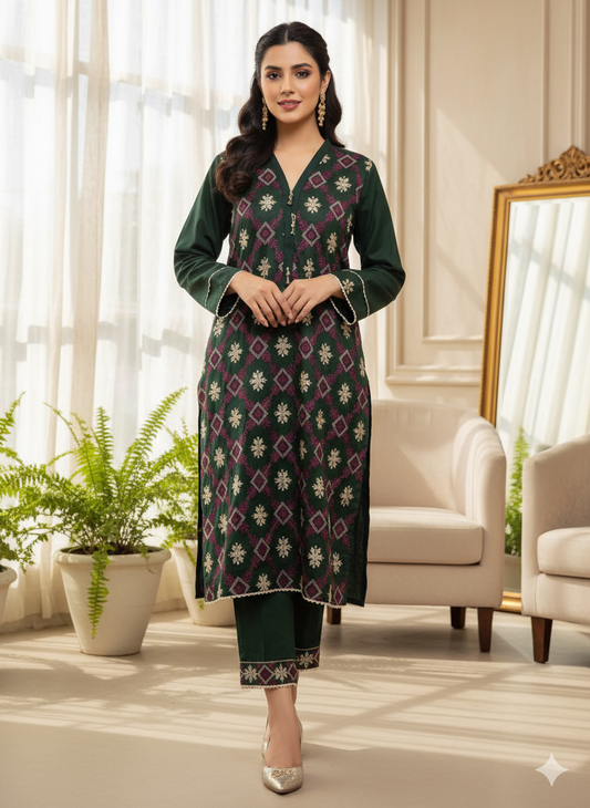 Dhanak 2pc Dress – Elegant & Warm Fabric for Women