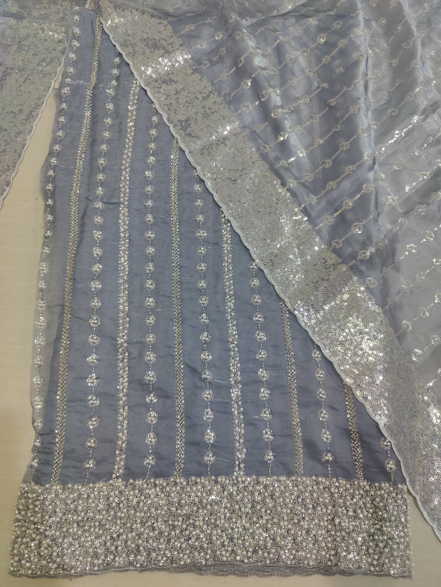 Silk 2pc – Unstitched Turkish Cutdana Collection - 5
