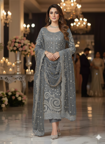 Net 2pc – Unstitched Turkish Cutdana Collection - 5