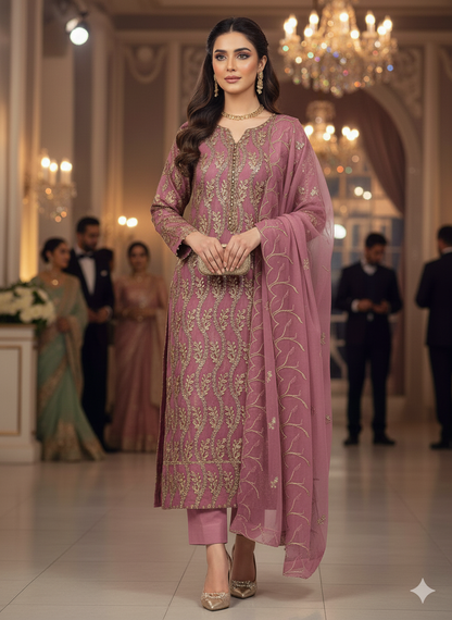 Chiffon embroidered 2pc