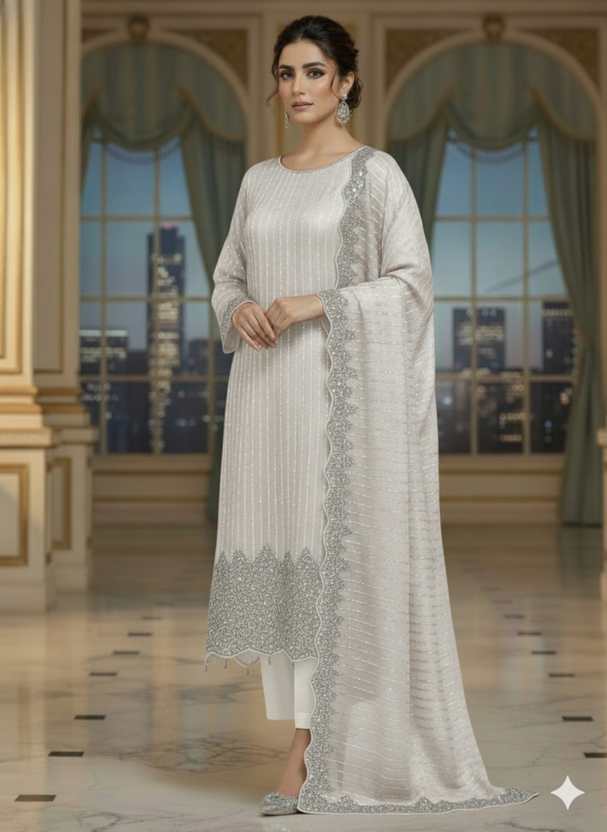 Artisan Silk 2pc – Unstitched Turkish Cutdana Collection - 2