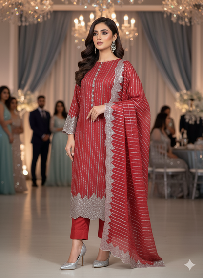 Artisan Silk 2pc – Unstitched Turkish Cutdana Collection - 2