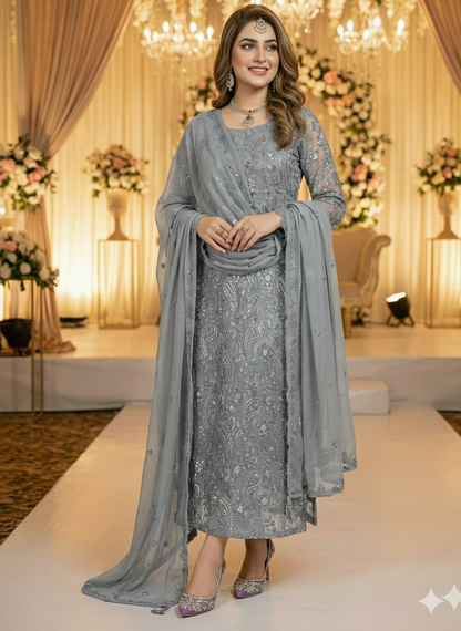 Chiffon embroidered 2pc unstitched