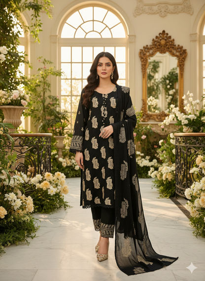 3pc DhanakWinter-Ready Dhanak 3pc Ensemble – Soft Fabric with Classic Detailing