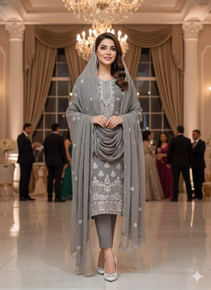 Chiffon embroidery 2pc unstitched