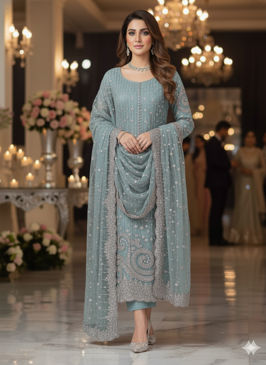 Net 2pc – Unstitched Turkish Cutdana Collection - 5