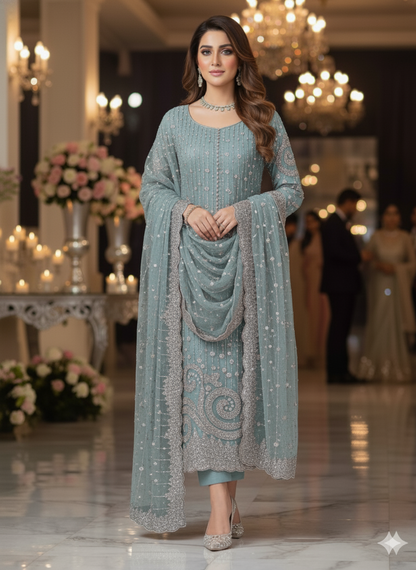 Net 2pc – Unstitched Turkish Cutdana Collection - 5