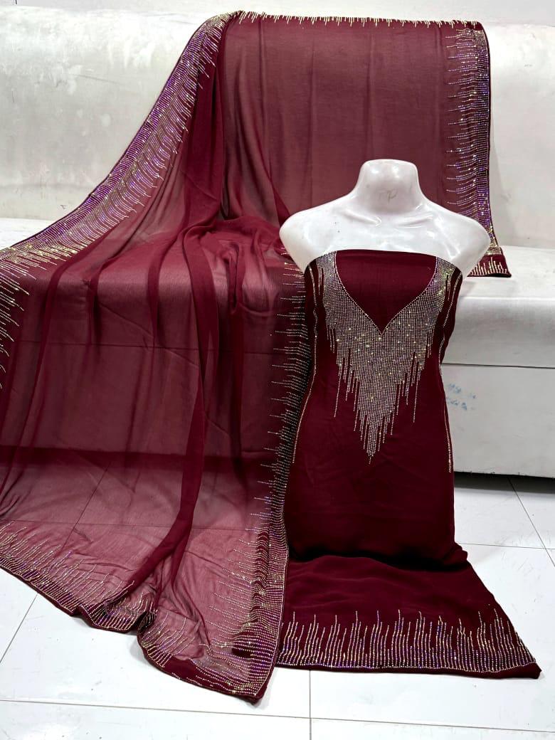 Unstitched Chiffon 2-Piece – Elegant Shirt & Dupatta Set