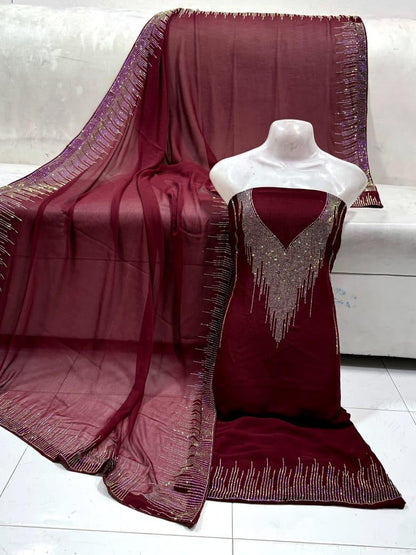 Unstitched Chiffon 2-Piece – Elegant Shirt & Dupatta Set