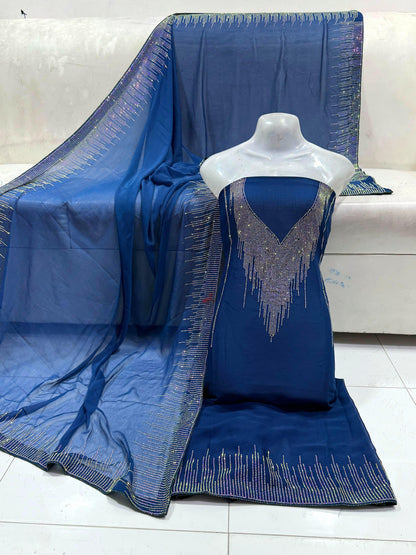 Unstitched Chiffon 2-Piece – Elegant Shirt & Dupatta Set