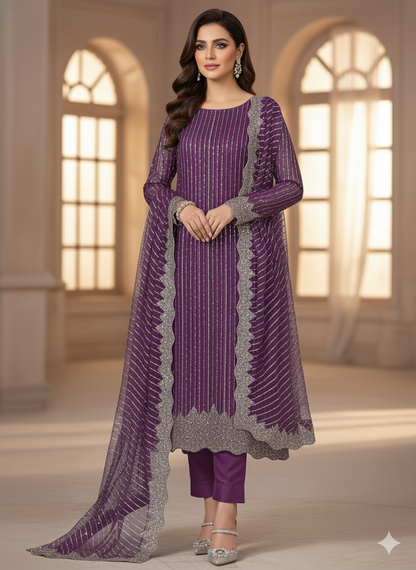 Net 2pc – Unstitched Turkish Cutdana Collection - 4