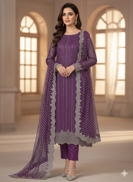 Net 2pc – Unstitched Turkish Cutdana Collection - 4