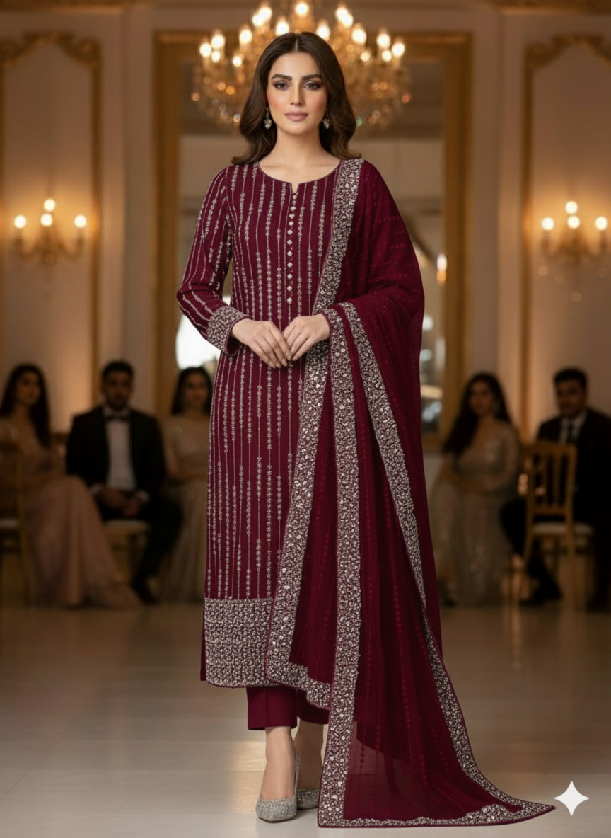 Net 2pc – Unstitched Turkish Cutdana Collection - 2