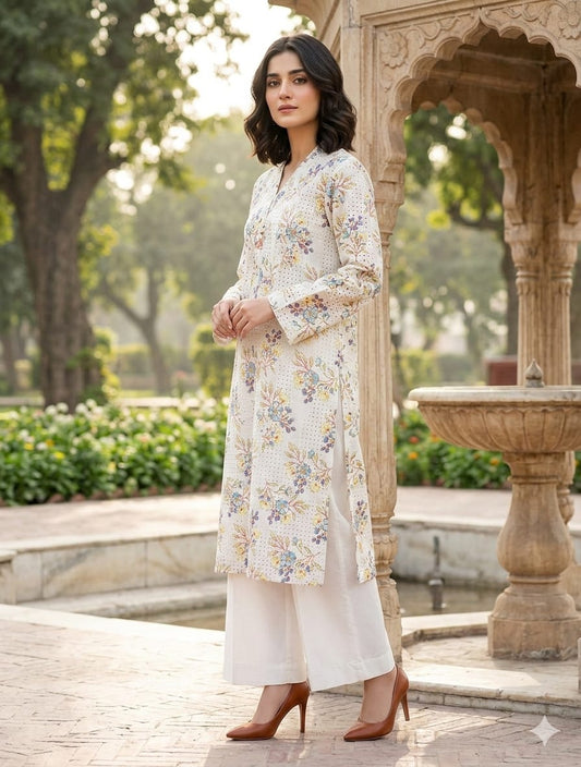 Lawn chikankari