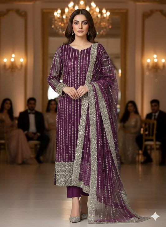 Net 2pc – Unstitched Turkish Cutdana Collection - 2